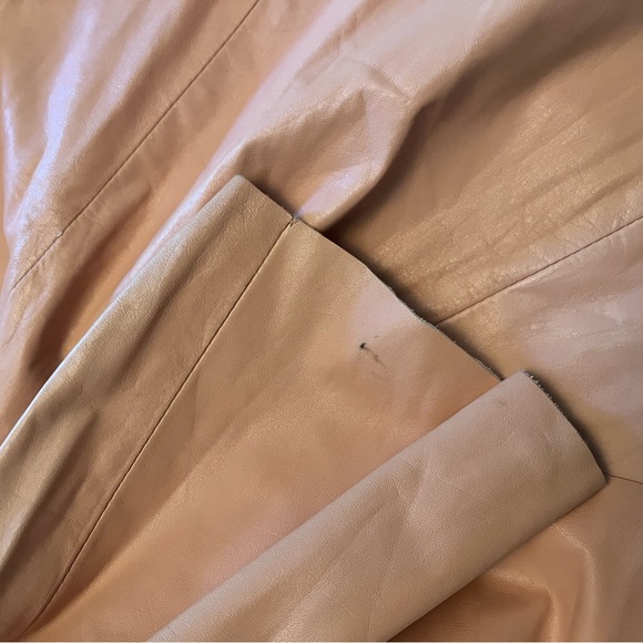 Vintage leather 3/4 circle skirt full peach 80s COMINT Made in Argentina - Picture 5 of 9